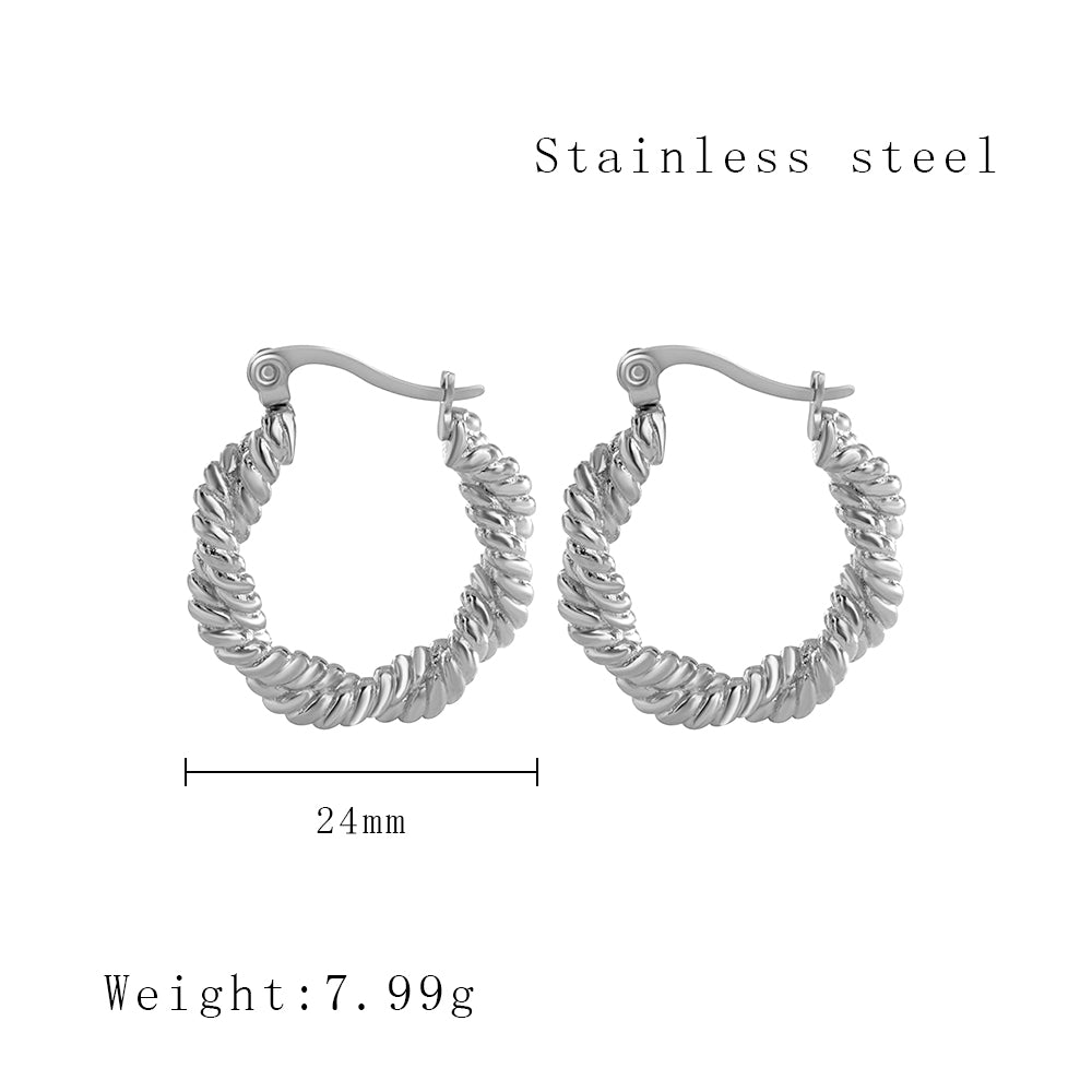 1 Pair Simple Style Round Plating Stainless Steel Titanium Steel Gold Plated Earrings