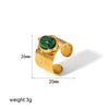 Vintage Style Round Stainless Steel Polishing Plating Inlay Natural Stone 18k Gold Plated Open Rings