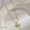 Retro Devil's Eye Star Oval Stainless Steel Plating Inlay Natural Stone 18k Gold Plated Pendant Necklace