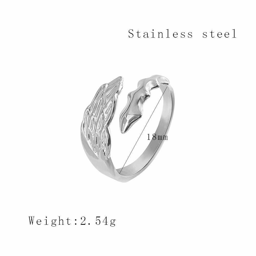 Simple Style Angel Stainless Steel Titanium Steel Plating 18k Gold Plated Open Rings