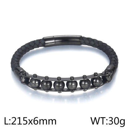 Streetwear Round Titanium Steel Braid Bracelets