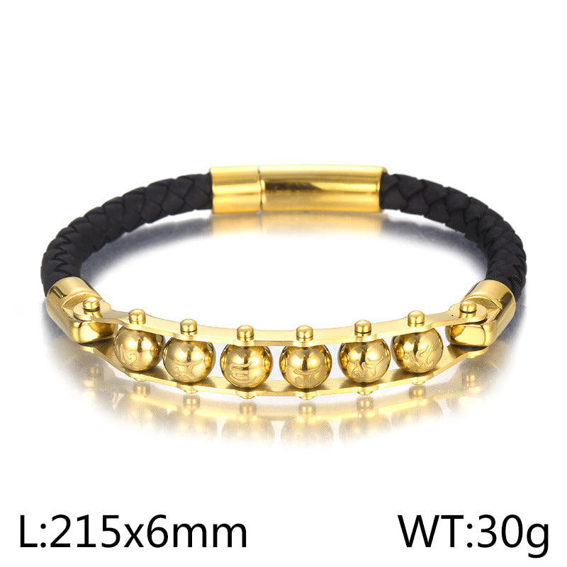 Streetwear Round Titanium Steel Braid Bracelets