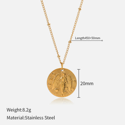 Simple Style Round Constellation Titanium Steel Plating Pendant Necklace