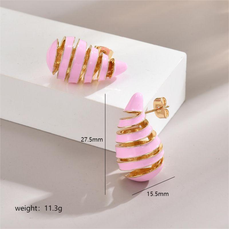 1 Pair Simple Style Water Droplets Enamel Plating Copper 18k Gold Plated Ear Studs