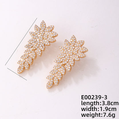 1 Pair Simple Style Geometric Plating Inlay Copper Zircon White Gold Plated Gold Plated Drop Earrings