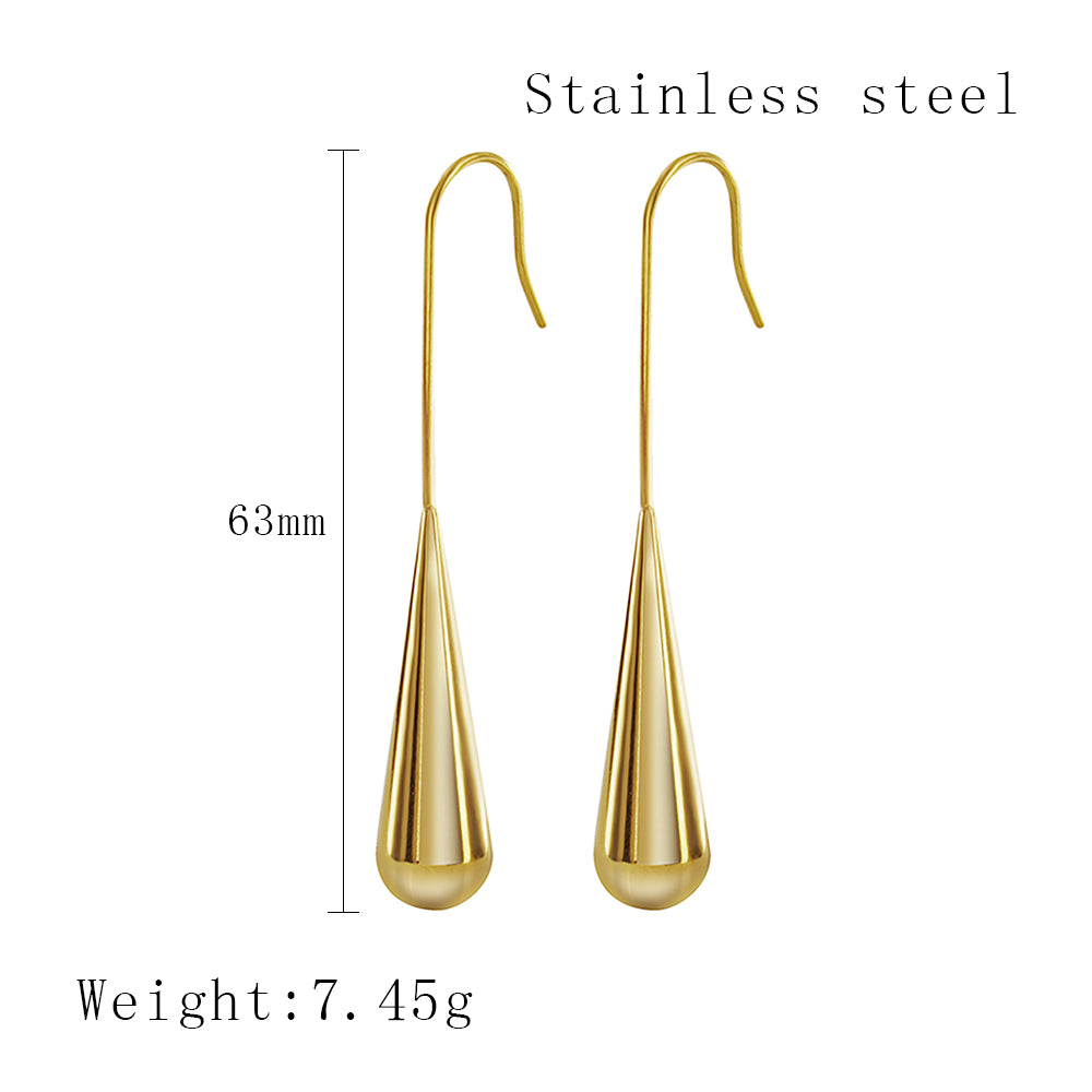 1 Pair Simple Style Water Droplets Plating Stainless Steel 18k Gold Plated Drop Earrings