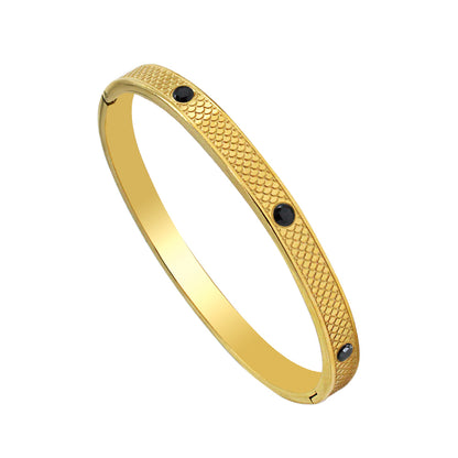 Simple Style Round Stainless Steel Plating Inlay Zircon 18k Gold Plated Bangle