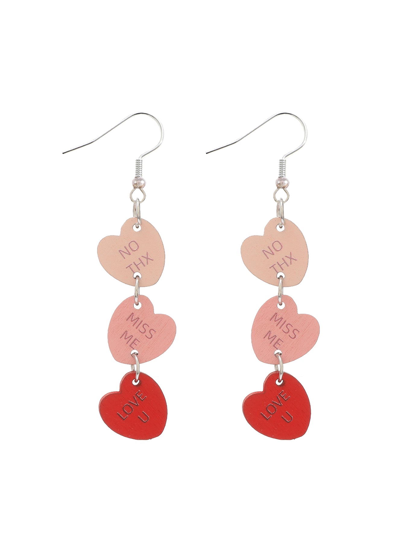 1 Pair Romantic Modern Style Simple Style Letter Heart Shape Handmade Carving Wood Drop Earrings