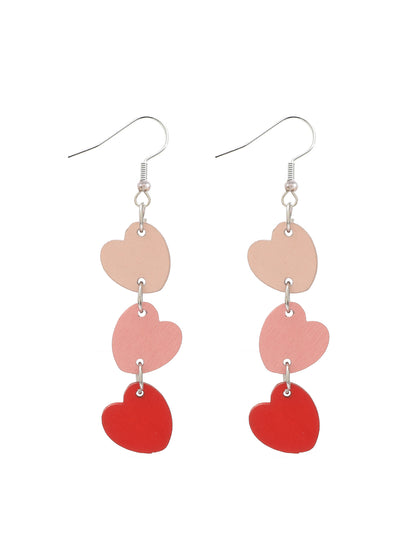 1 Pair Romantic Modern Style Simple Style Letter Heart Shape Handmade Carving Wood Drop Earrings