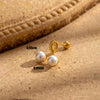 1 Piece French Style Simple Style Korean Style Sector Cherry Inlay Stainless Steel Pearl Zircon Ear Studs