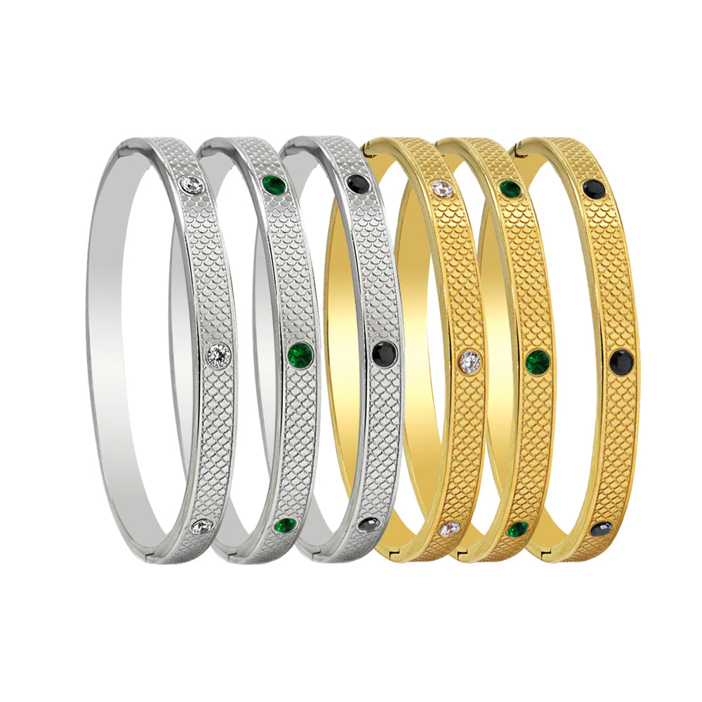 Simple Style Round Stainless Steel Plating Inlay Zircon 18k Gold Plated Bangle