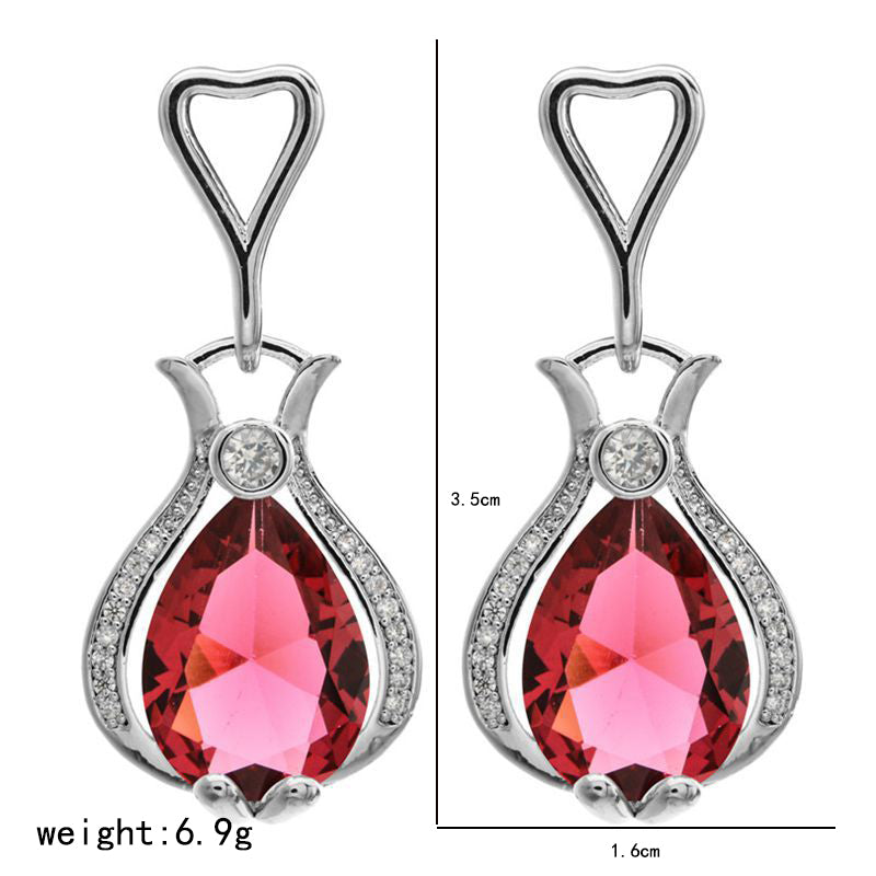 1 Pair Retro Shiny Water Droplets Vase Plating Inlay Copper Zircon White Gold Plated Drop Earrings