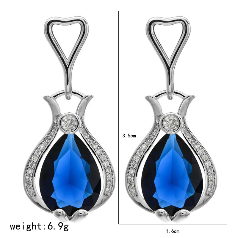 1 Pair Retro Shiny Water Droplets Vase Plating Inlay Copper Zircon White Gold Plated Drop Earrings