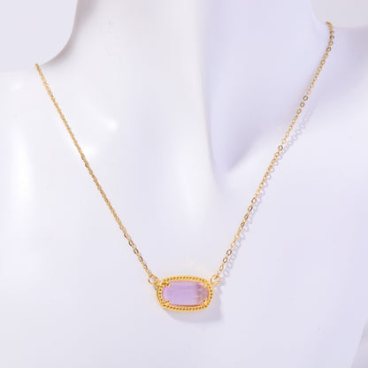 Simple Style Oval Stainless Steel Plating Inlay Zircon 18k Gold Plated Necklace