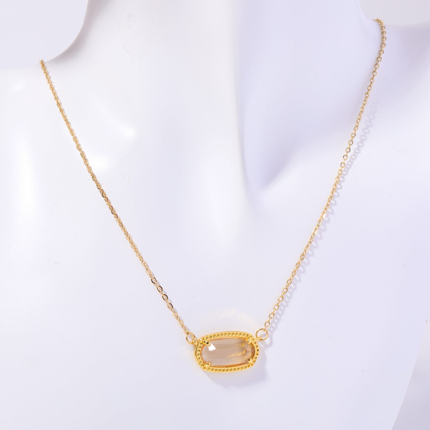 Simple Style Oval Stainless Steel Plating Inlay Zircon 18k Gold Plated Necklace