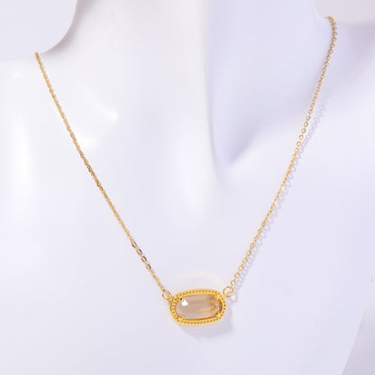 Simple Style Oval Stainless Steel Plating Inlay Zircon 18k Gold Plated Necklace