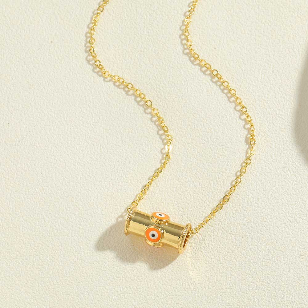 Vintage Style Simple Style Devil's Eye Copper Enamel Zircon 14k Gold Plated Pendant Necklace