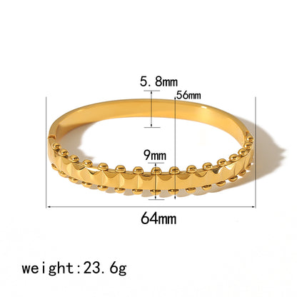 Simple Style Oval Stainless Steel Polishing Plating Zircon 18k Gold Plated Bangle