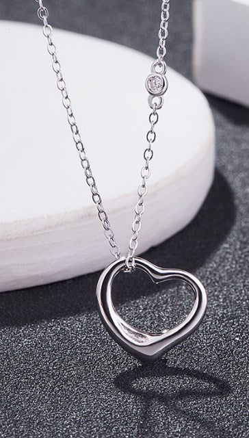 Simple Style Heart Shape Sterling Silver Plating Pendant Necklace