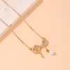 Ig Style Sweet Bow Knot Alloy Pearl Inlay Rhinestones Women's Necklace