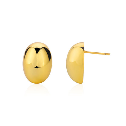 1 Pair Ig Style Simple Style Oval Polishing Plating Copper Alloy Gold Plated Ear Studs