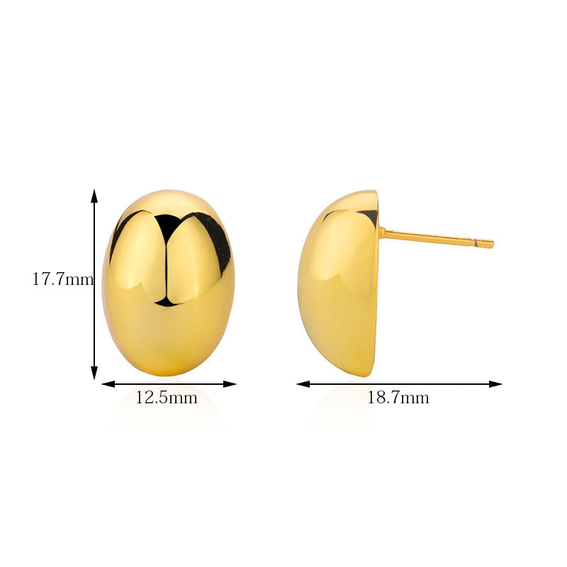 1 Pair Ig Style Simple Style Oval Polishing Plating Copper Alloy Gold Plated Ear Studs