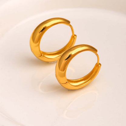 1 Pair Ig Style Simple Style Solid Color Plating Copper 18k Gold Plated Hoop Earrings