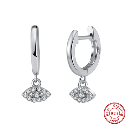 1 Pair Simple Style Eye Polishing Plating Inlay Sterling Silver Zircon 14k Gold Plated White Gold Plated Drop Earrings