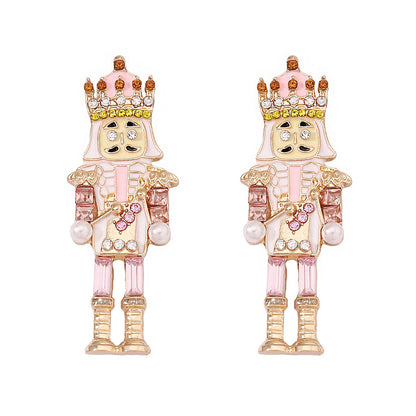 1 Pair Cartoon Style Cartoon Character Enamel Inlay Alloy Artificial Pearls Rhinestones Drop Earrings