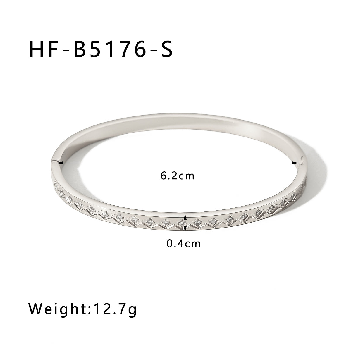 Simple Style Geometric Stainless Steel Plating Inlay Zircon 18k Gold Plated White Gold Plated Bangle