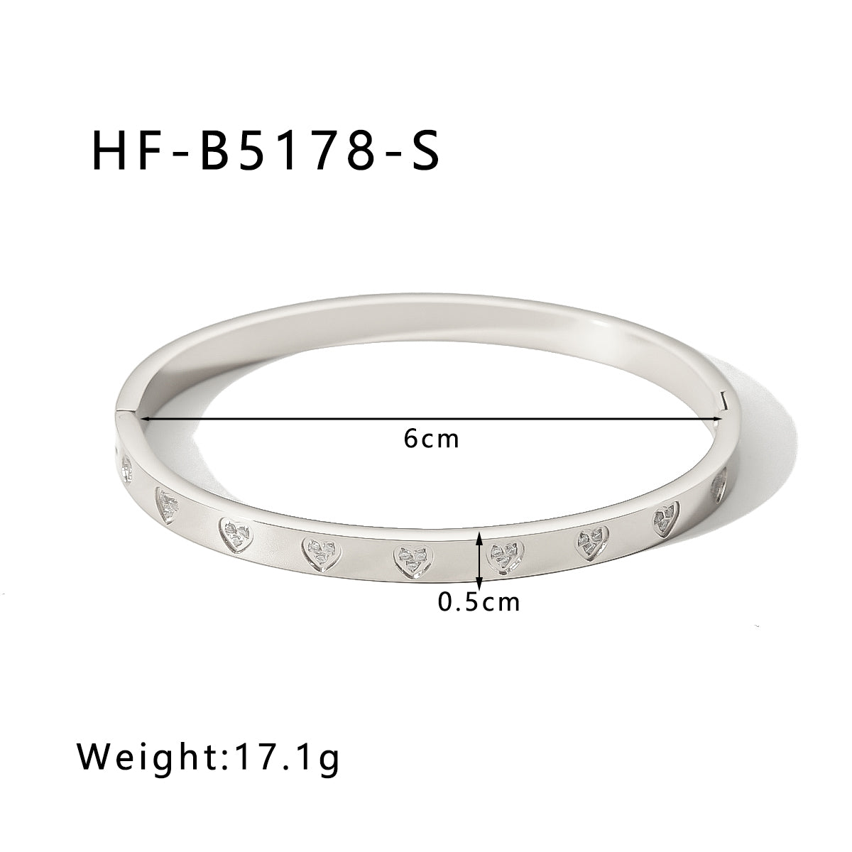 Elegant Simple Style Heart Shape Stainless Steel Plating Inlay Zircon 18k Gold Plated White Gold Plated Bangle