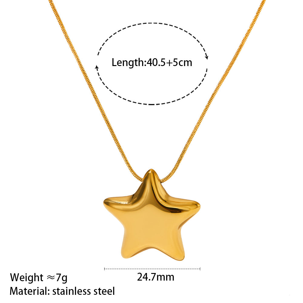 Simple Style Classic Style Star Stainless Steel Polishing Plating 14k Gold Plated White Gold Plated Gold Plated Earrings Necklace