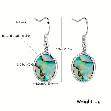 1 Pair Simple Style Oval Plating Inlay Copper Shell White Gold Plated Drop Earrings