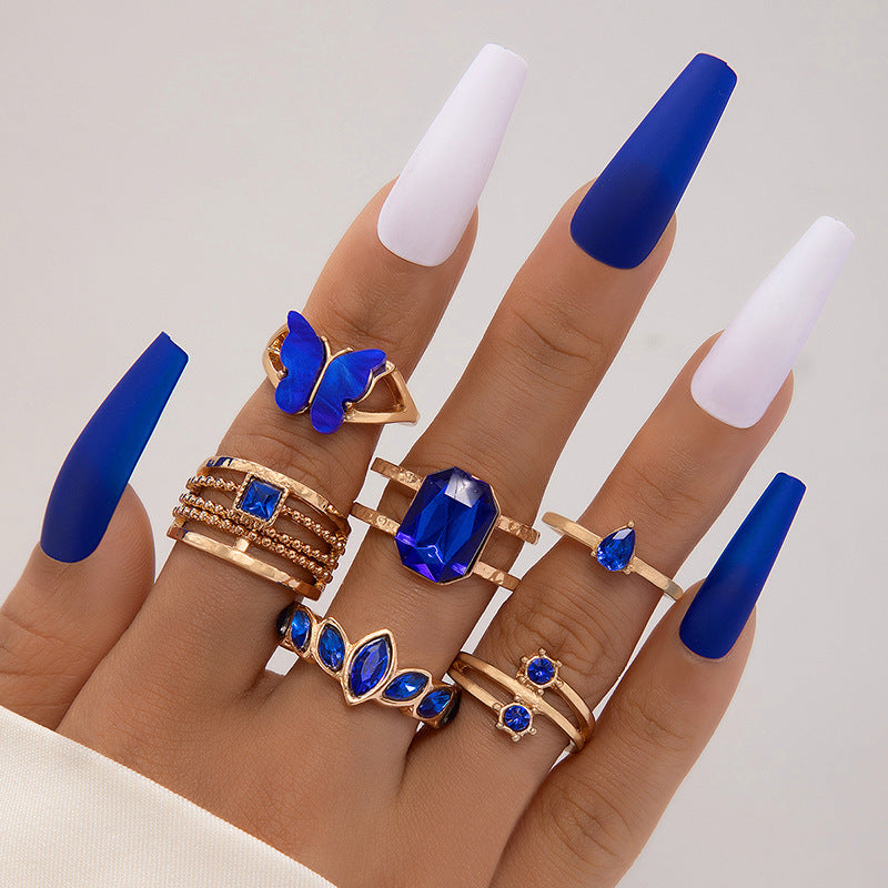 1 Set Fashion Snake Dragonfly Butterfly Alloy Plating Inlay Rhinestones Women's Unisex Rings