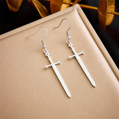 1 Pair Simple Style Sword Plating Titanium Steel 18k Gold Plated Drop Earrings