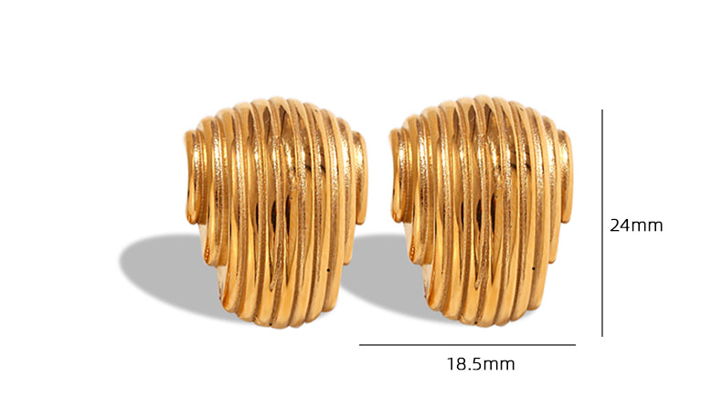 1 Pair Vintage Style Stripe Lines Plating Titanium Steel 18k Gold Plated Ear Studs