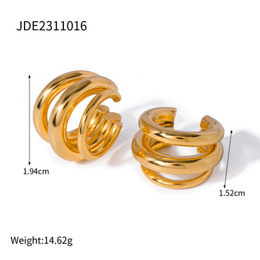 1 Pair Ig Style C Shape Plating Stainless Steel 18k Gold Plated Ear Cuffs