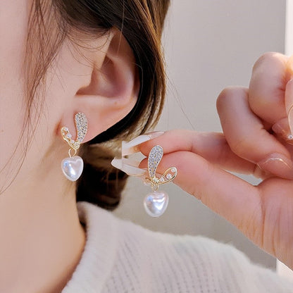 Simple Style Leaf Alloy Inlay Zircon Women's Earrings Ear Studs