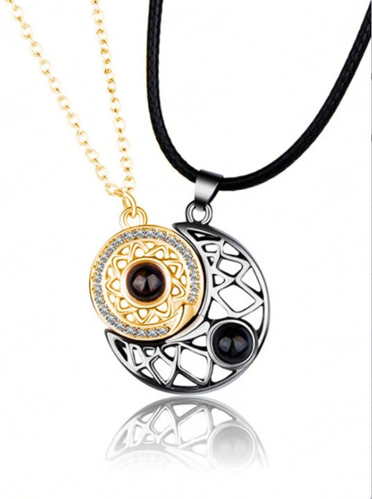 1 Set Sweet Geometric Sun Moon Alloy Metal Plating Unisex Pendant Necklace