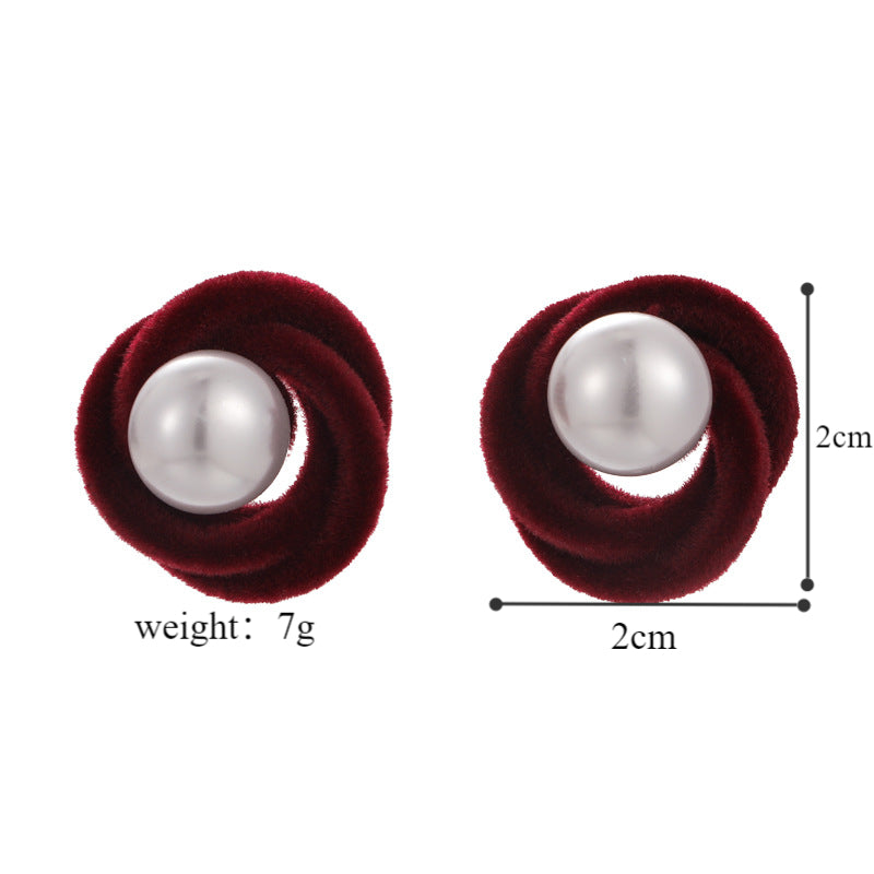 1 Pair Ig Style Elegant Geometric Inlay Alloy Flocking Artificial Pearls Ear Studs