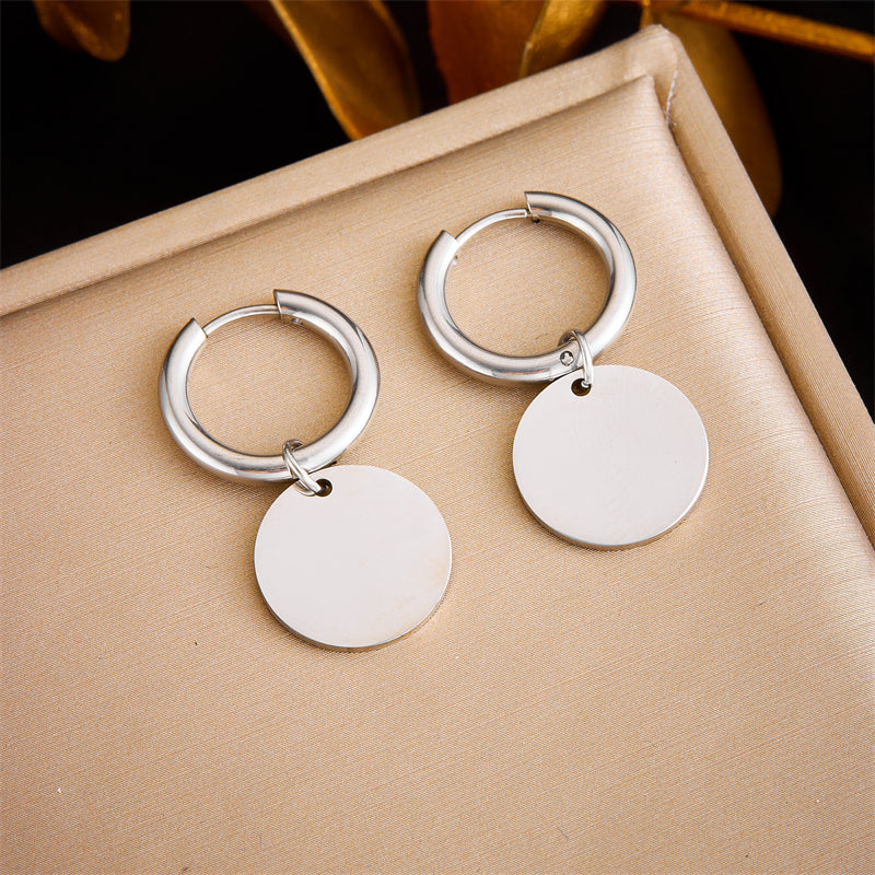 1 Pair Simple Style Round Plating Titanium Steel 18k Gold Plated Drop Earrings