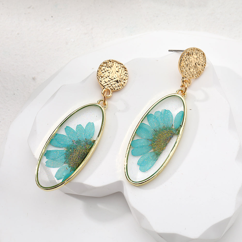 1 Pair Casual Vacation Simple Style Leaves Flower Daisy Resin Drop Earrings