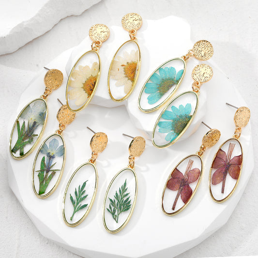 1 Pair Casual Vacation Simple Style Leaves Flower Daisy Resin Drop Earrings