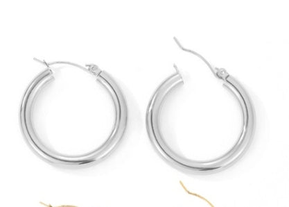 1 Pair Classic Style Solid Color Plating Stainless Steel Hoop Earrings Ear Studs