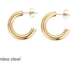 1 Pair Classic Style Solid Color Plating Stainless Steel Hoop Earrings Ear Studs