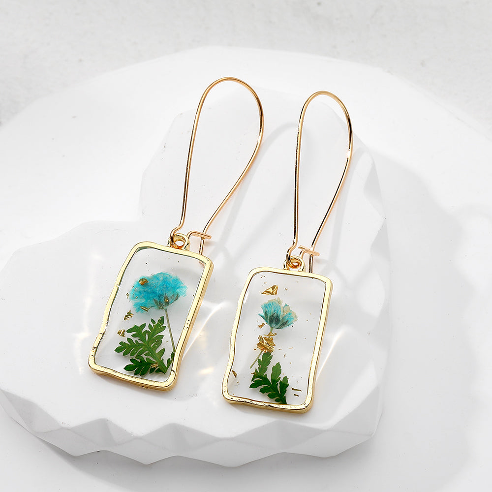 1 Pair Casual Vacation Simple Style Plant Rectangle Resin Drop Earrings