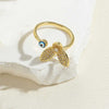 Vintage Style Simple Style Devil's Eye Copper Enamel Plating Inlay Zircon 14k Gold Plated Open Rings