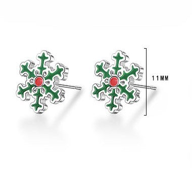 1 Pair Cute Christmas Tree Flower Snowman Epoxy Plating Inlay Copper Zircon Earrings