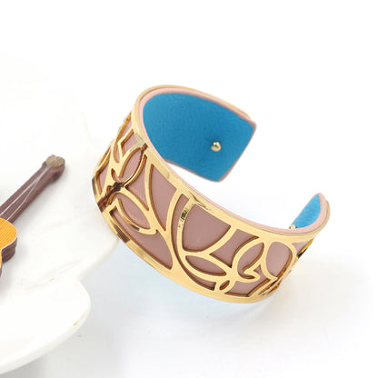 Simple Style C Shape Butterfly Pu Leather Iron Plating Women's Bangle