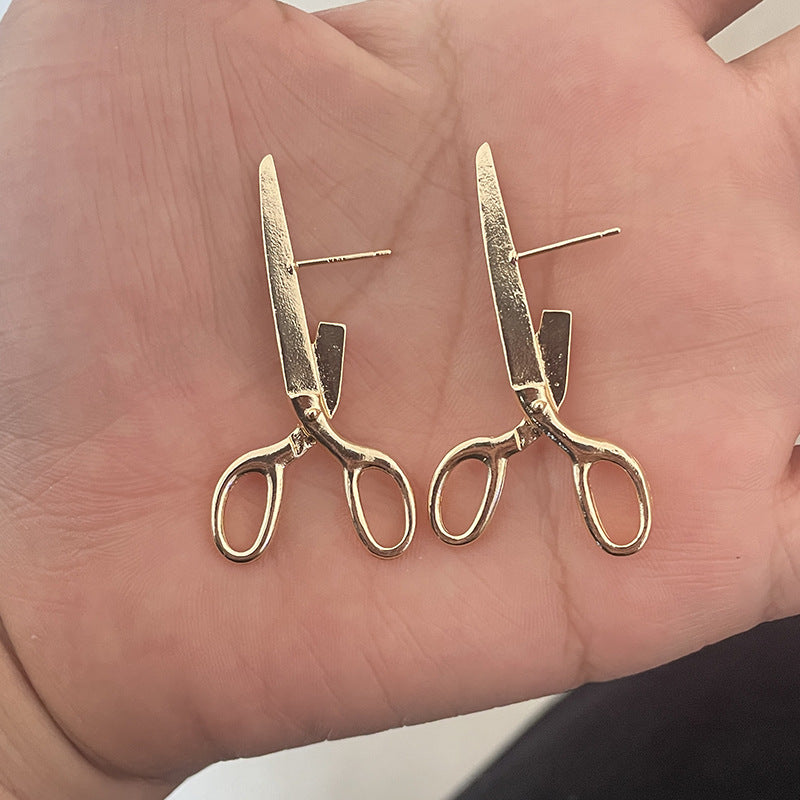 1 Pair Exaggerated Funny Scissors Plating Alloy Drop Earrings